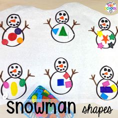 the snowman shapes are made from construction paper