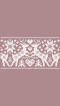 a cross stitch pattern on a pink background with white dots and lines in the middle