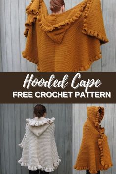 the hooded cape is free crochet pattern