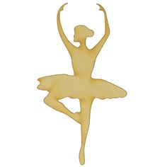 the silhouette of a ballerina is shown in gold