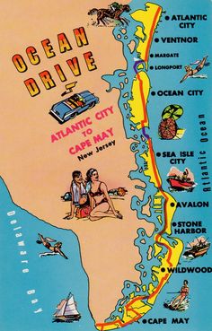 an illustrated map of the ocean drive