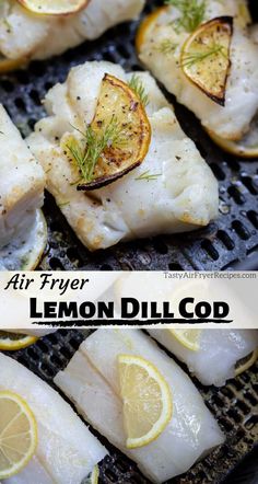 air fryer lemon dill cob with herbs and lemon slices on the grill