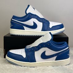 New Air Jordan 1 Low Se Size Men’s 11.5 Color White, Industrial Blue Leather Upper, Rubber Outsole Brand New, Never Worn, With Box No Lid White Jordan 1 Low, Jordan 1 Low Outfit, Blue And White Jordans, Industrial Blue, White Industrial, Womens Jordans, Air Jordan 1 Low, Jordan 1 Low, Jordans For Men