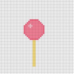 a cross - stitch pattern with a lollipop on it's end in red and yellow