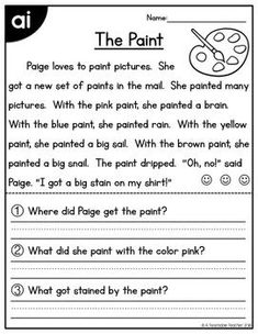 the paint worksheet for kids to learn how to paint with pictures and words