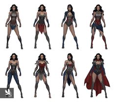 some very pretty looking women in different costumes and outfits for the dc comics character, wonder woman