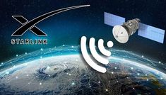 the x starlink logo is shown above an image of earth and satellite communication devices