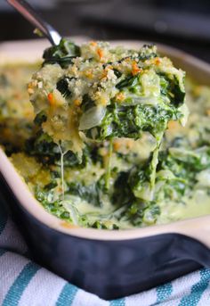 a spoonful of broccoli and cheese casserole