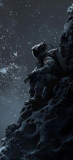 an astronaut sitting on the moon gazing at stars