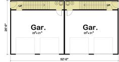 the floor plan for a two car garage