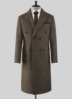 Boasting a heritage style with its traditional herringbone weave, the tweed overcoat offers a stylish fusion of classic and contemporary design details. Wear it with everthing from suiting to more casual looks throughout the season.   Look Includes  Vintage Herringbone Dark Brown Tweed Fabric  Real Horn Brown Button  Peak Lapel (5 inch)  Single Vent  Four Cuff Button    You can change the look during customization if required.   Lining: 100% Viscose; Dry Clean. British Country Style, Tweed Overcoat, Stylish Men Casual, Brown Tweed, Herringbone Tweed, Mens Outfit Inspiration, Peak Lapel, Heritage Fashion, Tweed Fabric