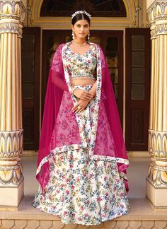 How to Wear Designer Lehenga? White Lehenga Choli, White Lehenga, Reception Lehenga, Work Lehenga, Half Sleeve Blouse