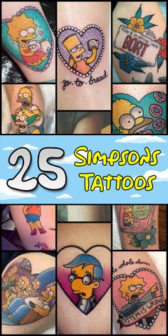 the simpsons tattoos are all different colors and designs