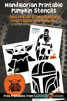 the star wars pumpkin stencils are on display