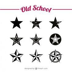 an old school star design set in black and white with the words old school on it