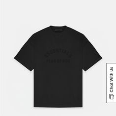 New With Tags Basic Black T-shirt For Streetwear, Basic Black T-shirt For Summer, Essential Short Sleeve T-shirt With Graphic Print, Black Essential T-shirt With Relaxed Fit, Essential Short Sleeve Graphic T-shirt, Essential Graphic Print Short Sleeve T-shirt, Essential Black Crew Neck T-shirt, Black Graphic Tee For Streetwear, Basic Black T-shirt With Letter Print