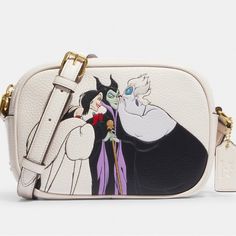 Refined Pebble Leather Two Credit Card Slots Inside Multifunction Pocket Zip Closure, Fabric Lining Outside Open Pocket Adjustable Strap With 22 3/4" Drop For Shoulder Or Crossbody Wear 71/2" (L) X 5 1/4" (H) 2 1/4" (W) Part Of A Special Collaboration Where Disney's Most Iconic Villains Meet Iconic Coach Design Coach Disney, Disney Bag, Gold Bag, Coach Outlet, Coach Shoulder Bag, Coach Crossbody Bag, Maleficent, Coach Bag, Leather Mini