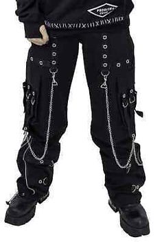 Men's Gothic Cyber Black Trouser Thread Punk Bondage Pant Metal Studs Trousers  | eBay Diy Armor, Paracord Armband, Punk Movement, Anime Goth, Rave Clothes, French Outfit, Fire Element