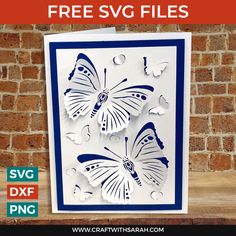 a card with butterflies on it and the text free svg files