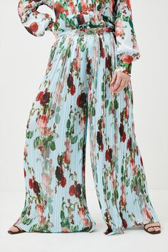 Plus Size Lydia Millen Rose Fluid Woven Palazzo Chic Floral Print Full-length Wide Leg Pants, Chic Full-length Floral Wide Leg Pants, Chic Floral Print Wide Leg Full Length Pants, Chic Floral Print Wide Leg Pants, Chic Full-length Floral Print Pants, Spring Floral Print Wide Leg Pants, Wide Leg Full-length Pants For Spring, Elegant Wide Leg Floral Print Bottoms, Chic Floral Print Wide Leg Trousers