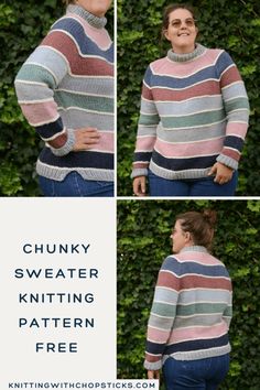 Chunky Knit Sweater Pattern Free | Knitting with Chopsticks Chunky Knit Sweater Pattern Free, Chunky Knit Sweater Pattern, Free Knitting Patterns For Women, Ladies Cardigan Knitting Patterns, Crochet Cardigan Pattern Free, Baby Hat Knitting Pattern, Knitting Patterns Free Sweater, Crochet Sweater Pattern Free, Knitted Afghans