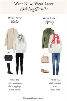 How To Build A Travel Capsule Wardrobe - Classy Yet Trendy White Jeans Winter, How To Wear Heels, Black Pants Outfit, Bralette Outfit, White Long Sleeve Tee, Spring Capsule, Shoes With Jeans