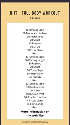 the full body workout plan for women is shown in black and white, with an orange background