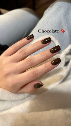 Autumn nails Gold Tip Nails, Chocolate Nails, Brown Acrylic Nails, Subtle Nails, Basic Nails, Casual Nails, New Nails, Nail Idea, Nails Makeup