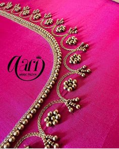 Simple Back Neck Aari Blouse Designs, Arri Work Simple Design Latest, Simple Aari Work Neck Design, Simple Ariwork Blouse Design, Magam Work Simple Designs, Saree Aari Work Design, Blouse Back Neck Designs Latest Simple Aari Work Designs, Boat Neck Aari Work Designs, Aari Beads Work Blouse