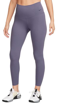 Whether it's yoga or a bike ride or a walk, you can move freely in the unbelievably soft Nike Zenvy leggings. Their InfinaSoft fabric is lightweight—but still squat-proof!—with softness that you can feel with every bend, stretch and shift. Fewer pockets give you a streamlined look, but the drop-in pocket at the center back is still big enough to hold your phone. Plus, they're durable enough for you to move, wash and wear again and again. Fit & Design: Tight fit: snug and form-fitting Gentle supp Mid-rise Comfort Waistband 4-way Stretch Leggings, Breathable Comfort Stretch Full-length Leggings, Blue Moisture-wicking Activewear With Medium Support, Full-length Leggings With 4-way Stretch And Comfort Waistband, Sporty Full-length 4-way Stretch Leggings, Wilson Basketball, Squat Proof, Athletic Apparel, Wide Waistband