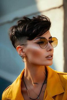 Pixie Fade, Haircut Ideas For Women, Short Fade Haircut, Blonde Streaks, Edgy Short Hair, Penteado Cabelo Curto, Brown Hair With Highlights