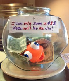 Fun idea for the office! Funny Tip Jars, Funny Tips, Tip Jar, 1000 Life Hacks, Tip Jars, Cadeau Diy, I'm With The Band, 웃긴 사진, Lemonade Stand