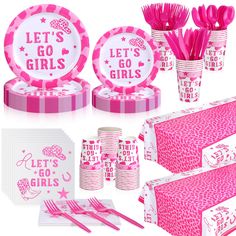 pink and white party supplies for girls