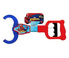 the spiderman toothbrush holder is red and blue