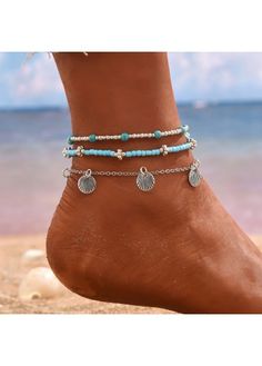 Color:Turquoise;Package Contents:3 X Anklets;Occasion:Sport; Casual Blue Anklet For Beach Season, Blue Bohemian Ankle Wrap Anklet, Adjustable Turquoise Anklets For Summer, Turquoise Strand Anklets For Summer, Turquoise Anklets For Summer Vacation, Blue Anklets For Beach Festival, Blue Beaded Bracelets For Summer Festival, Turquoise Beaded Bracelets For Summer, Blue Beaded Bracelets For Summer