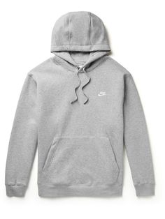 Find NIKE Sportswear Club Logo-embroidered Cotton-blend Jersey Hoodie S on Editorialist. This 'Club' hoodie from Nike's 'Sportswear' range proves that the brand does the basics equally as well as the technical pieces. It's cut for a relaxed fit from fleece-back cotton-jersey that's brushed for extra softness and embroidered with the signature 'Swoosh'. Gray Nike Hoodie, Nike Grey Hoodie, Nike Sweatshirts Hoodie, Grey Nike Hoodie, Tech Fleece Hoodie, Essentials Hoodie, Athletic Clothes, Nike Fleece, Club Logo