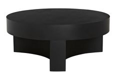 a black round table with an extended base