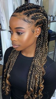 Unleash Your Style: 20 Chic Box Braids Hairstyles with Curly Ends Triangle Part Box Braids, Bohemian Knotless Braids, Curled Hair With Braid, Bohemian Knotless, Hair Styles Long Hair, Comb For Curly Hair, Latest Braided Hairstyles, Pretty Braids, Hair Balm