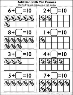 the addition with ten frames worksheet for students to learn how to use it