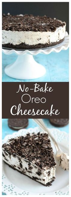 no - bake cheesecake with oreo crust on top