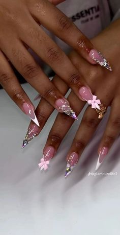 Nails Ideas Black Women, Girly Nails, Poly Gel, French Tip Acrylic Nails, Dope Nail Designs