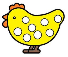 a yellow chicken with white dots on it's body