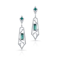 Indicolite Tourmaline Drop Earrings Stephen Silver, White Gold Drop Earrings, Silver Pearl Jewelry, Indicolite Tourmaline, Jewellery Design Sketches, Jewelry Set Design, Expensive Jewelry Luxury, Tourmaline Earrings, Jewelry Drawing