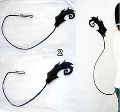 two pictures of the same type of hook with different shapes and sizes, one has a bat on it