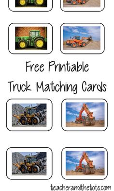 the printable truck matching cards are great for kids to learn how to use them