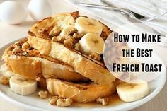 french toast with bananas and walnuts on a white plate