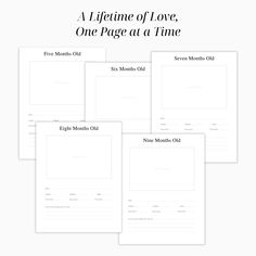 four pages with the text'a lifetime of love, one page at a time '