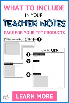 a poster with the text what to include in your teacher notes