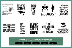 some type of graduation stickers on the back of a computer screen, with words and phrases