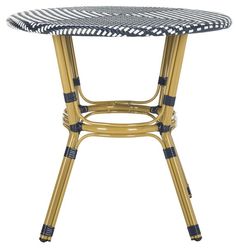 a black and white checkered table with gold metal legs, on a white background